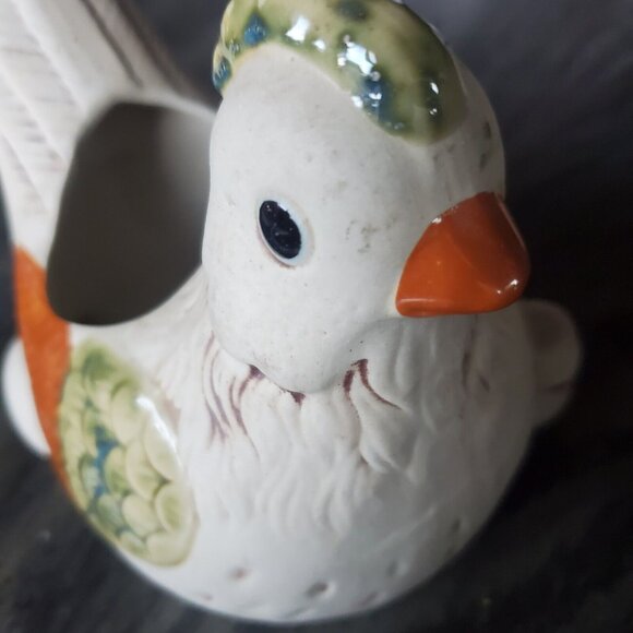Vintage Pottery Chicken With Chick & Egg Planter 6" Partially Glazing Farmhouse - Picture 7 of 10